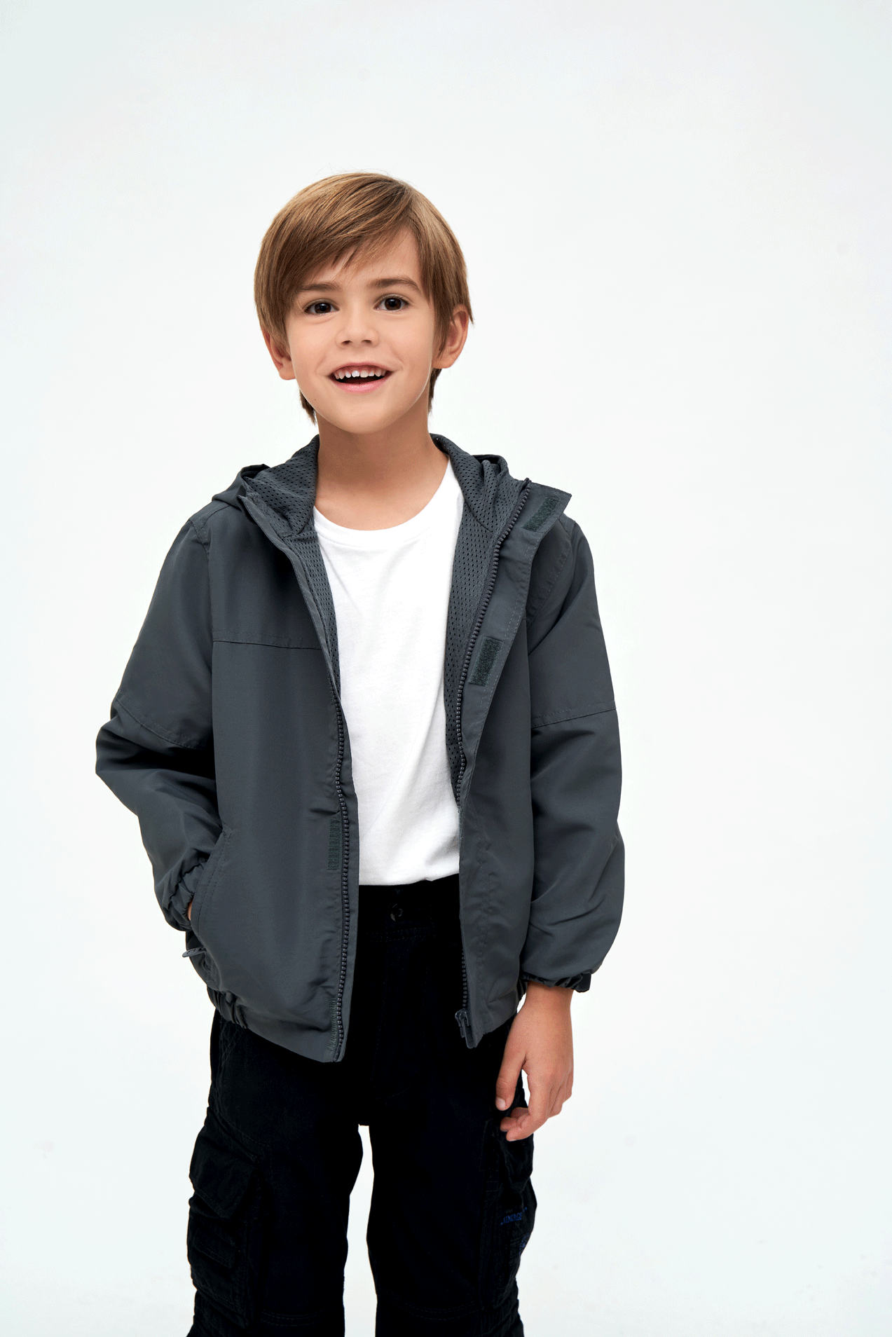 Kids Summerwindbreaker Frontzip anthracite