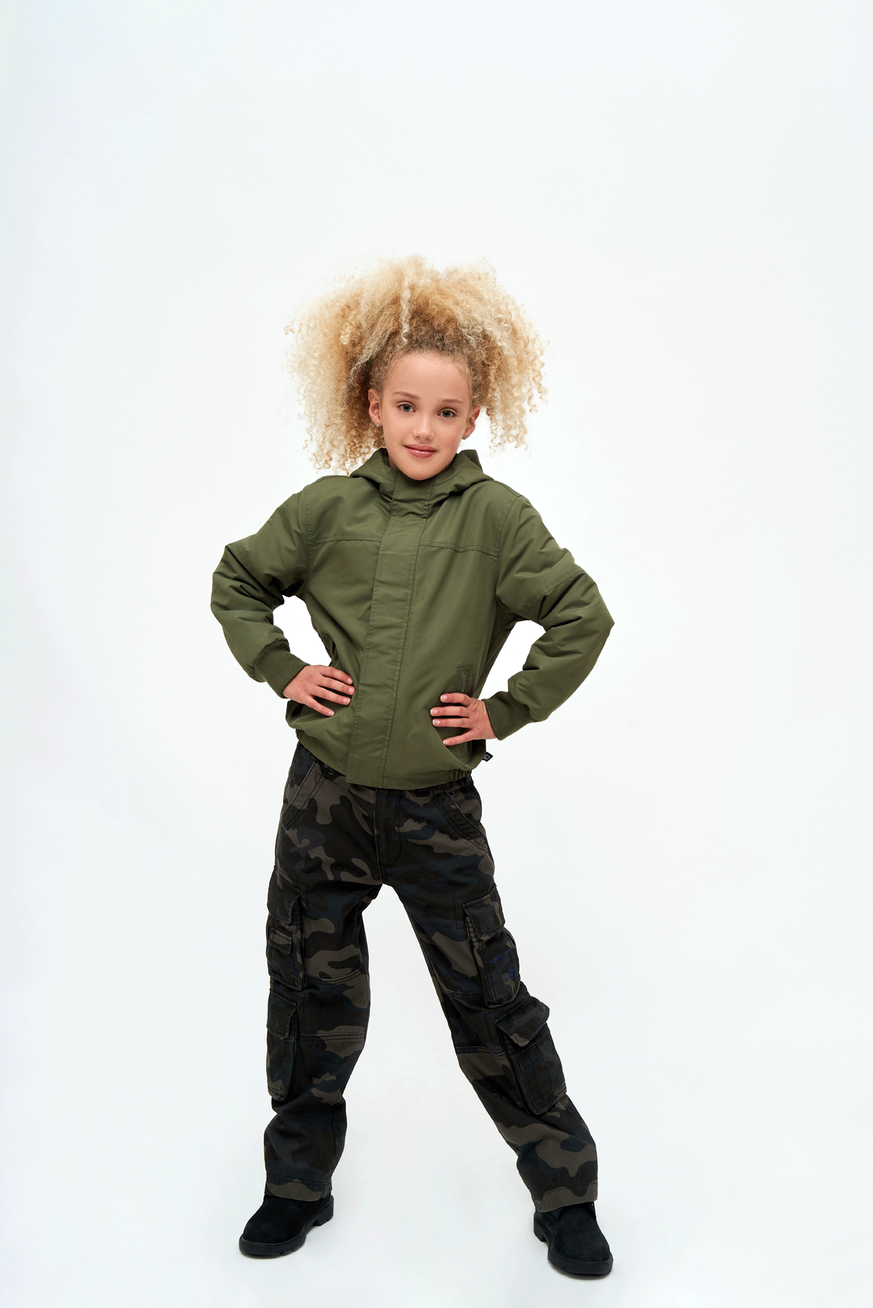 Kids Windbreaker Frontzip olive