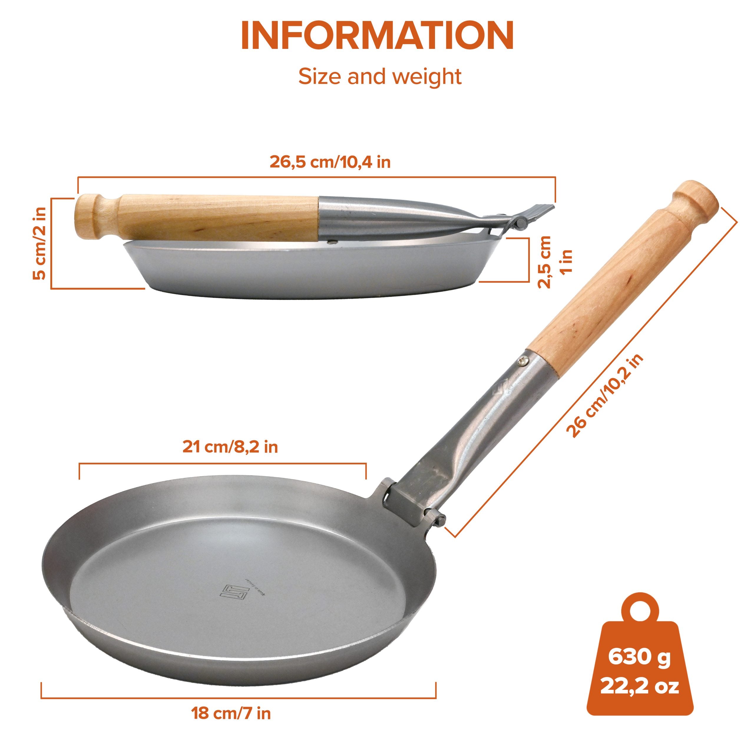 Jäger-Bratpfanne original Ø 21cm faltbarer Holzgriff
