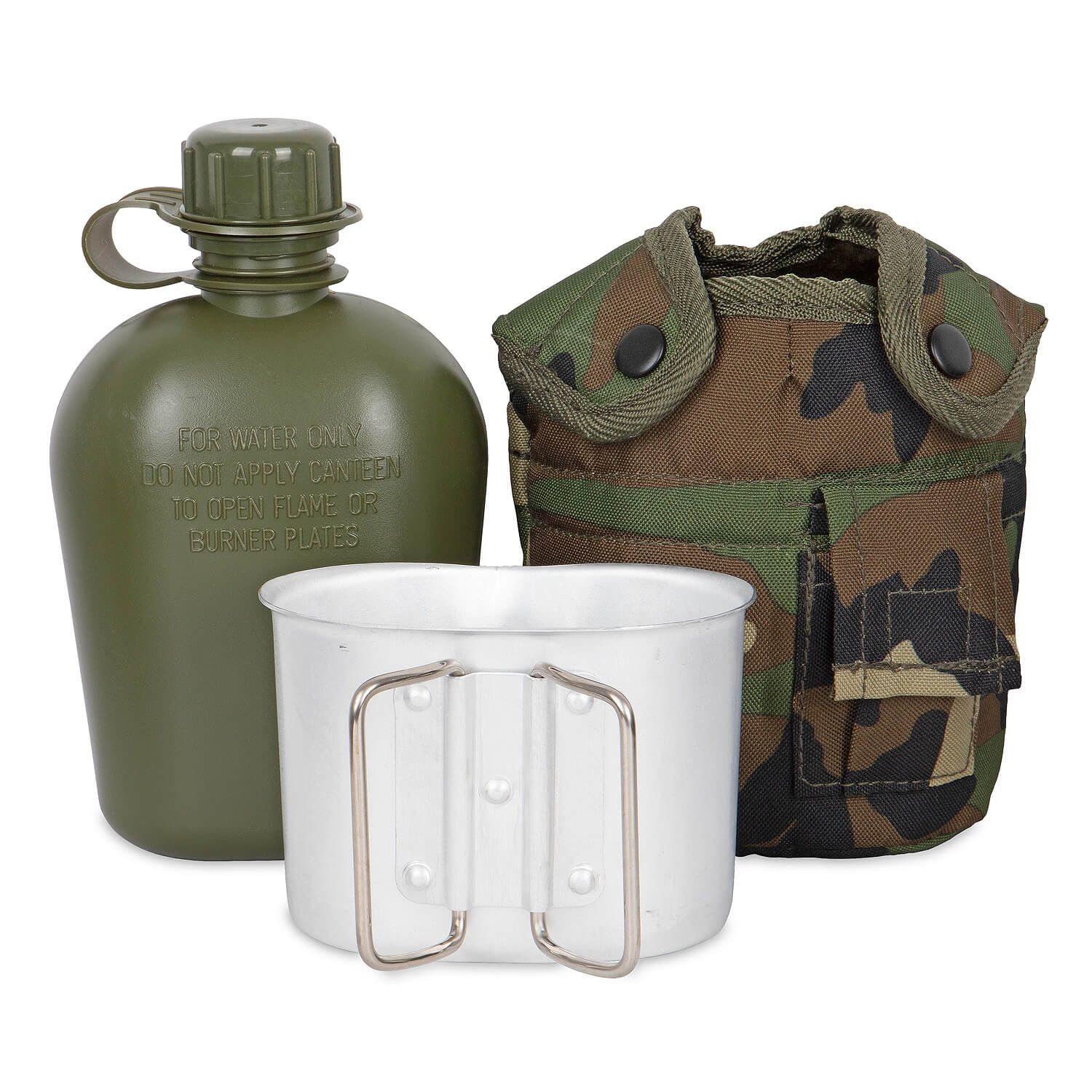 US Feldflasche mit Becher + Hülle woodland