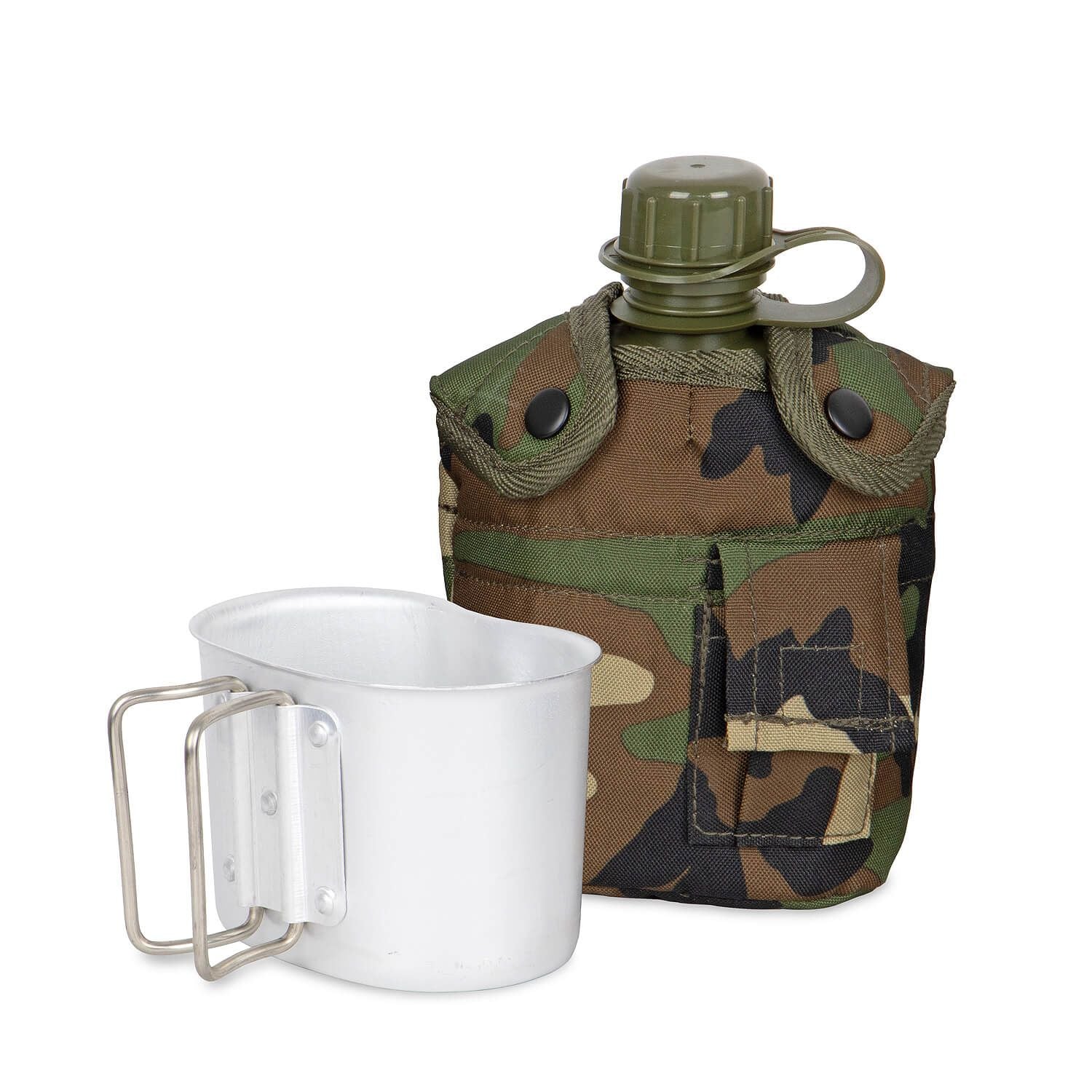 US Feldflasche mit Becher + Hülle woodland