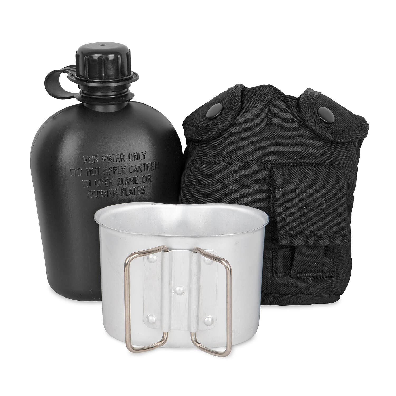 US Feldflasche mit Becher + Hülle schwarz