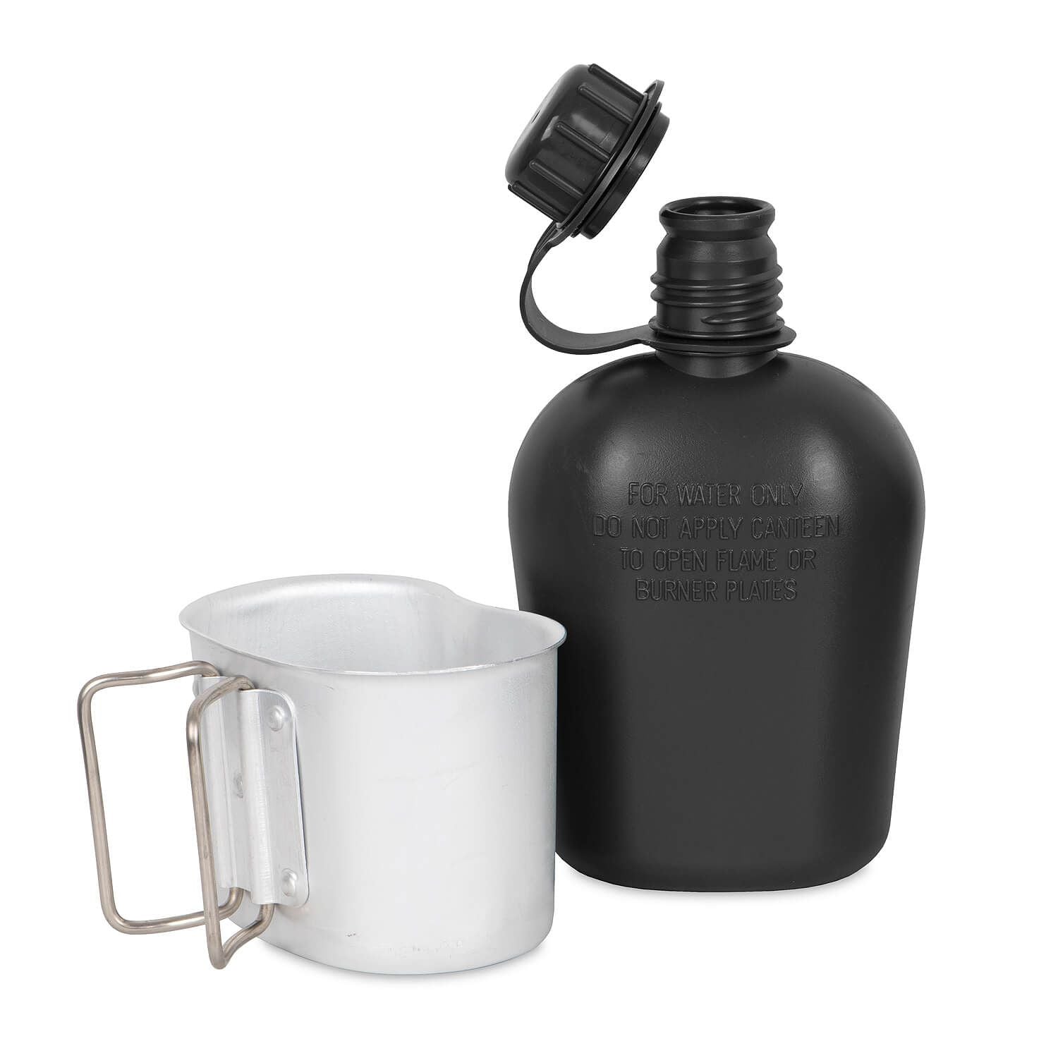 US Feldflasche mit Becher + Hülle schwarz
