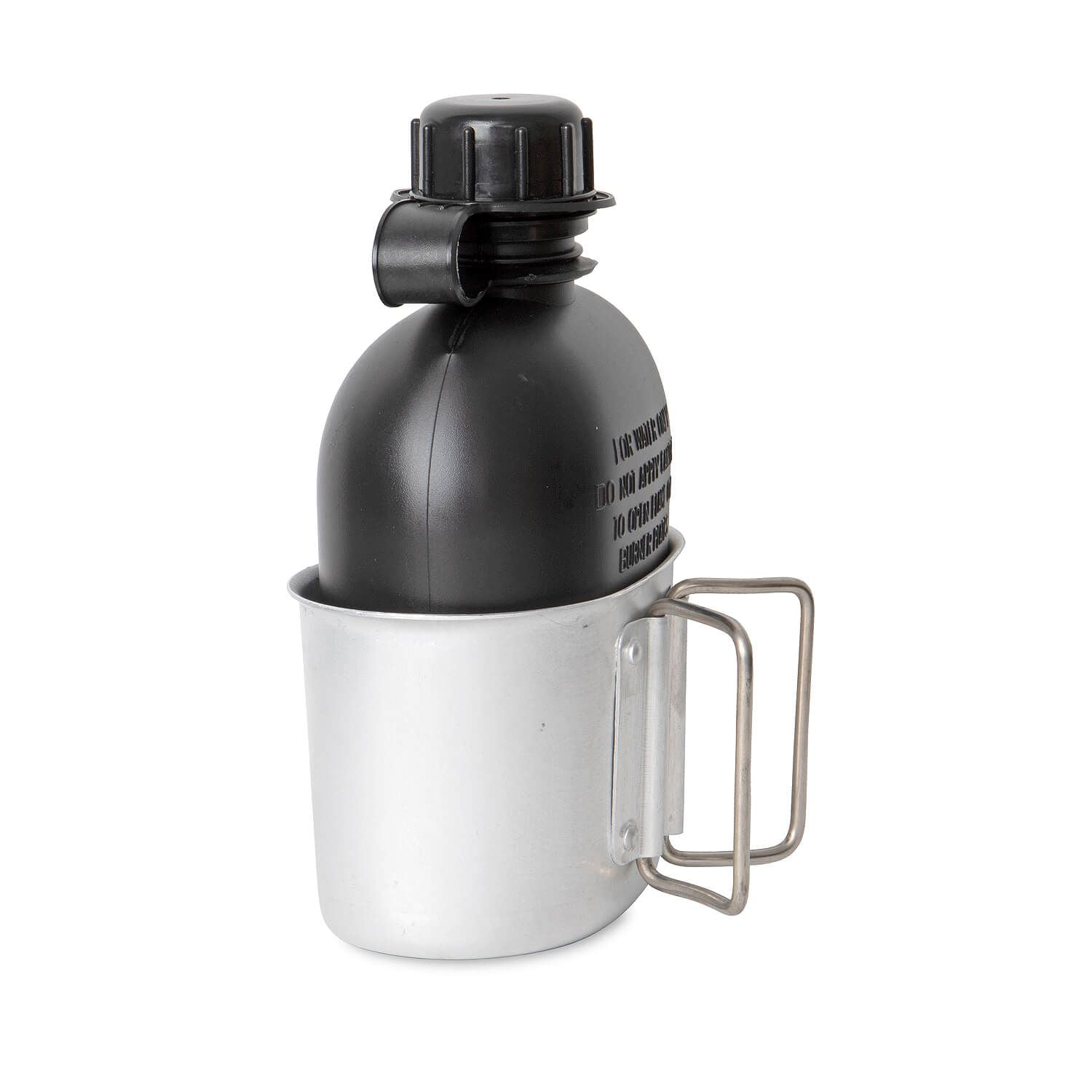 US Feldflasche mit Becher + Hülle schwarz