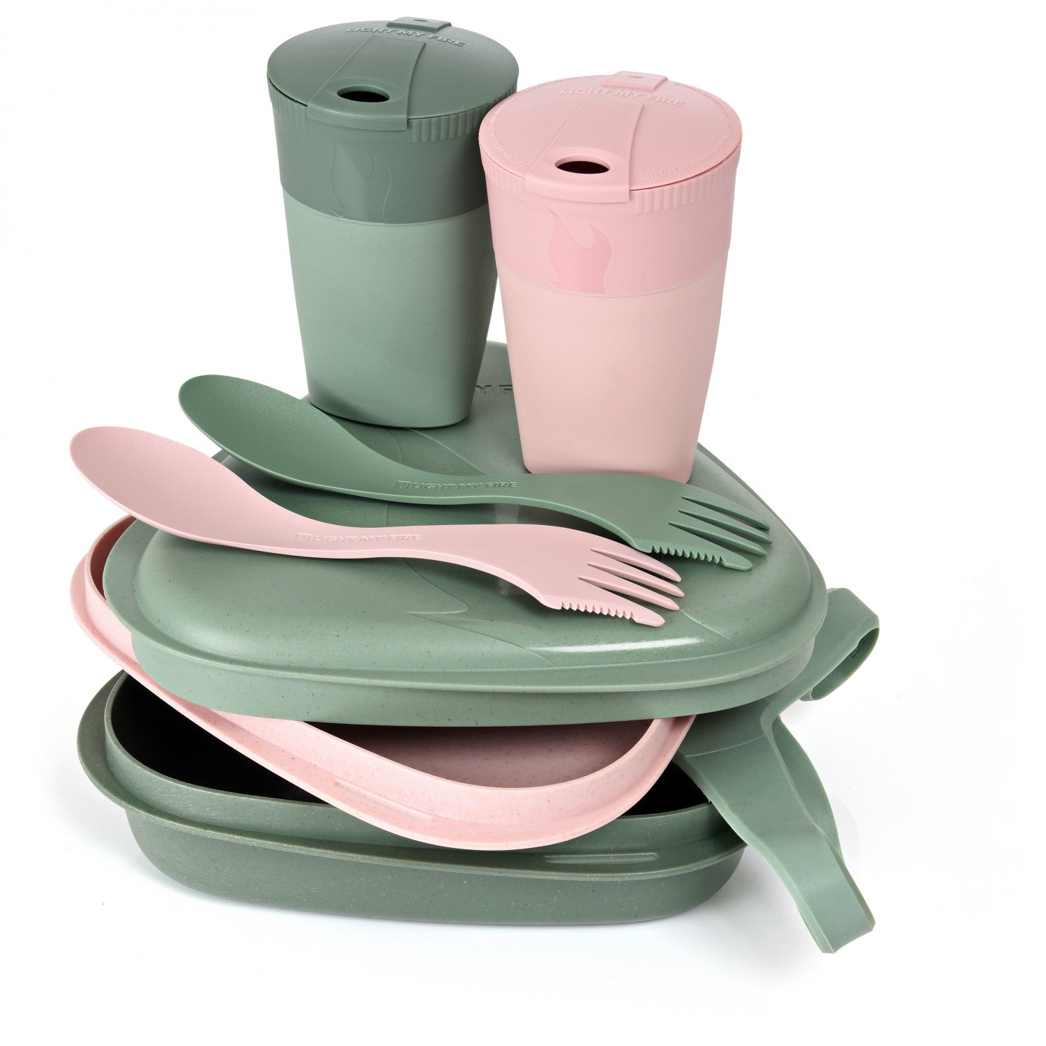 Pack n Eat Kit BIO für 2 Personen sandygreen/dustypink