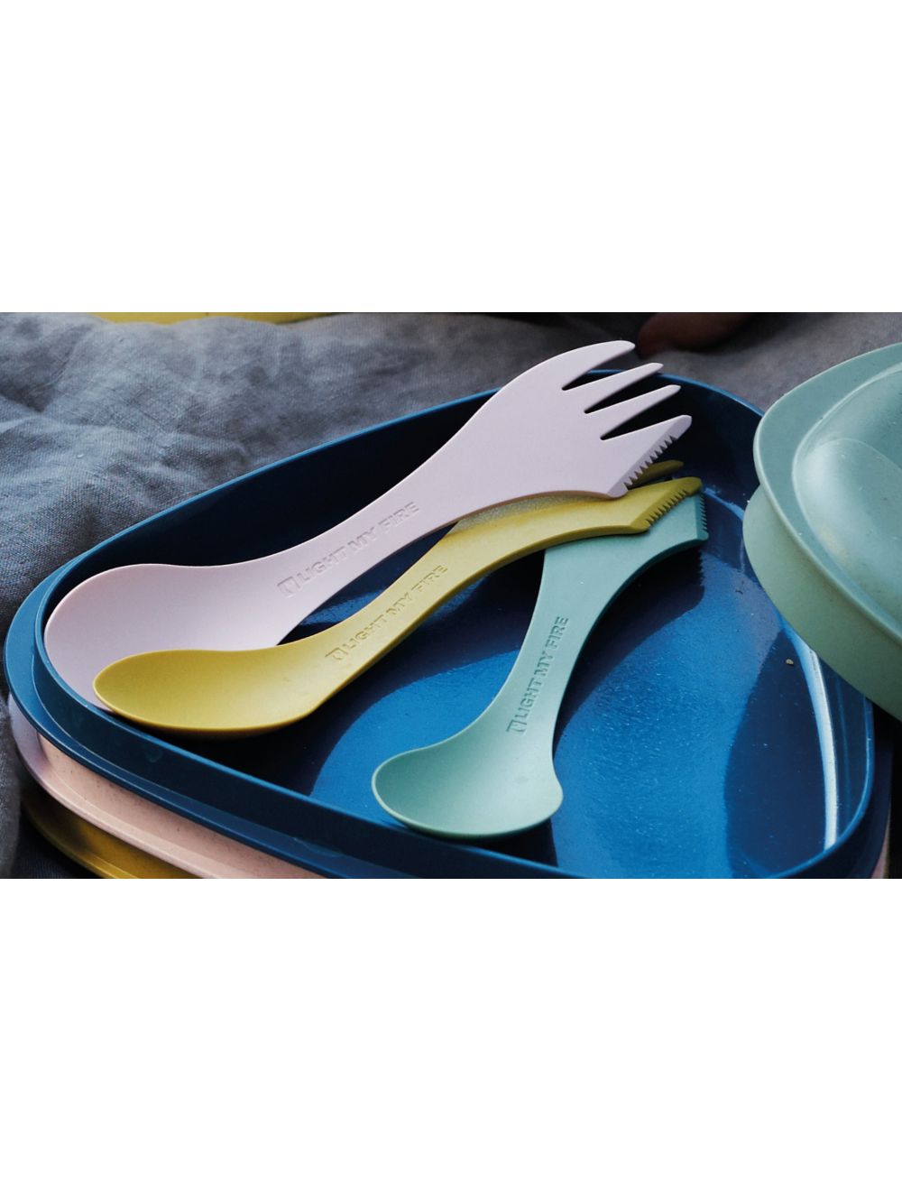 Spork mittel 2-pack yellow/blue