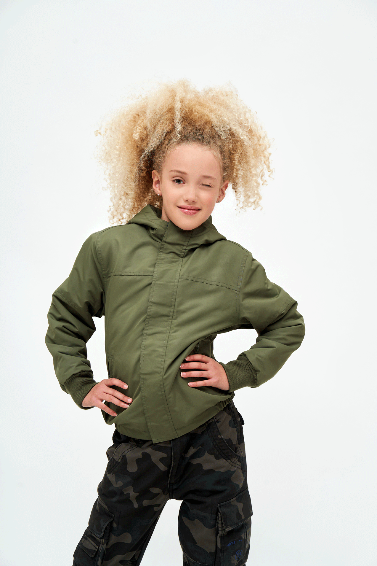 Kids Windbreaker Frontzip olive