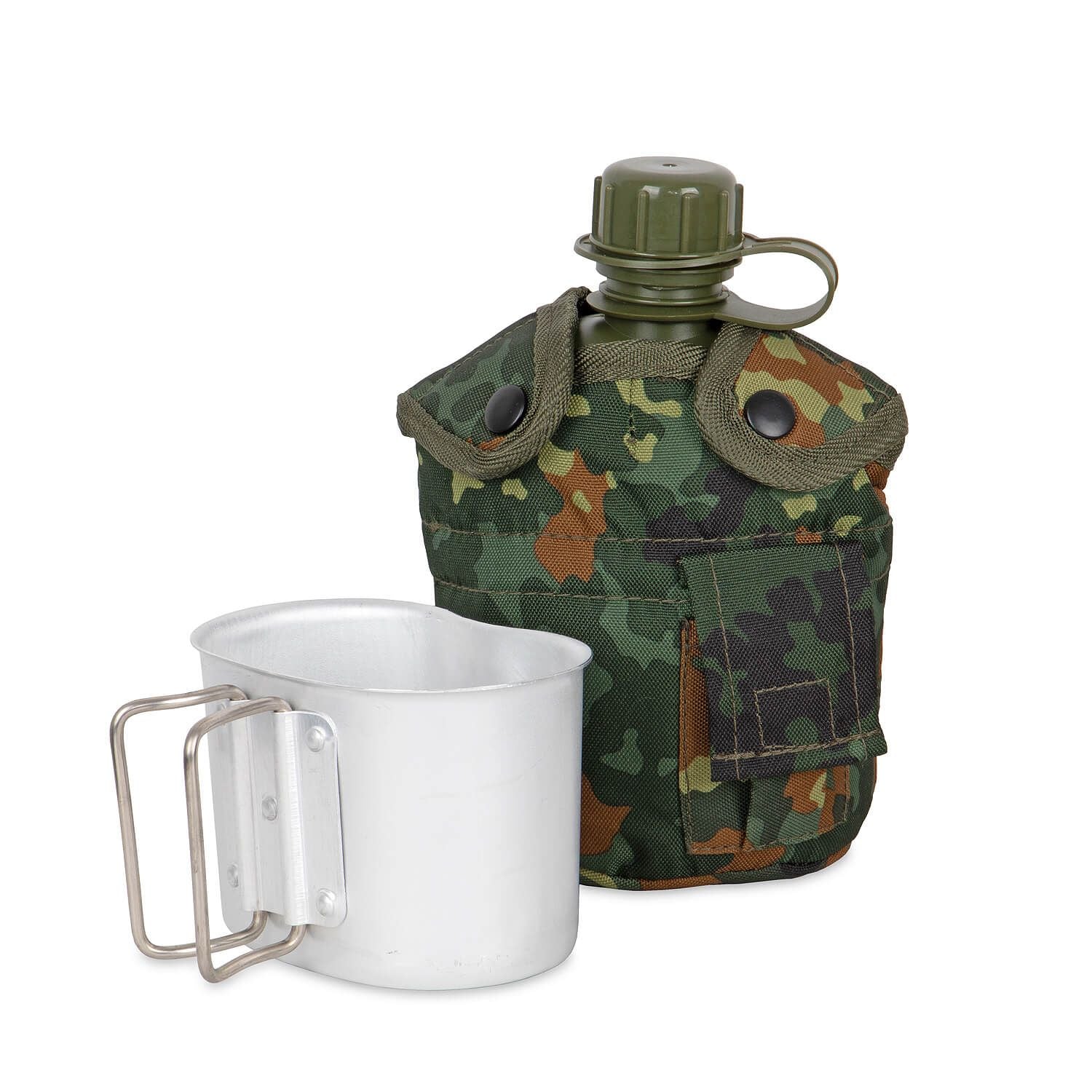 US Feldflasche mit Becher + Hülle flecktarn