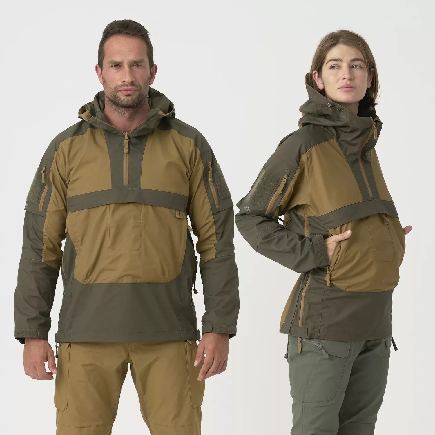 Tracer Anorak Jacket - Polycotton Stretch Ripstop - coyote/taiga green